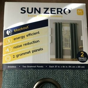 Sun Zero Blackout Curtains Amadeus Teal 37" x 84"